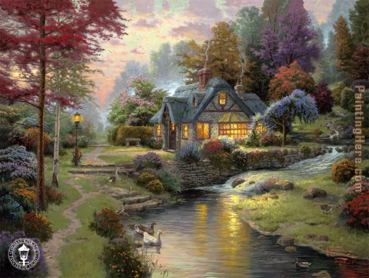 Stillwater Cottage painting - Thomas Kinkade Stillwater Cottage art painting